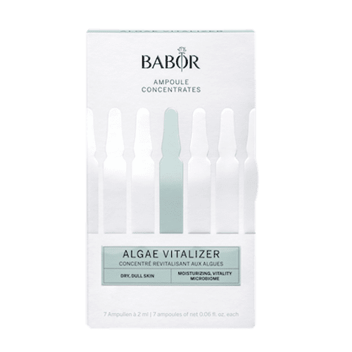 Ampolla facial Algae Vitalizer BABOR con extractos de algas, hidratante intensivo para piel seca, sensible, firme, radiante y rejuvenecida.