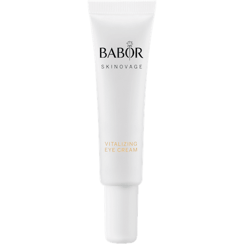 Crema contorno de ojos antiarrugas y para bolsas BABOR, hidratante natural con granada y cafeína para reducir ojeras y líneas finas en piel sensible.
