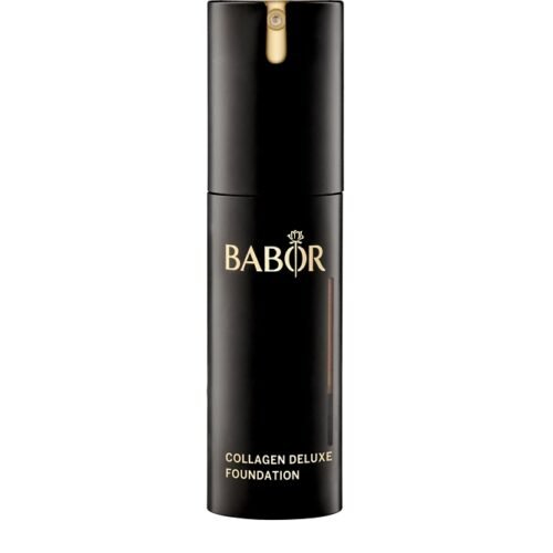 Base hidratante BABOR Collagen Deluxe porcelain, maquillaje pro con alta cobertura para piel seca y efecto antiedad.