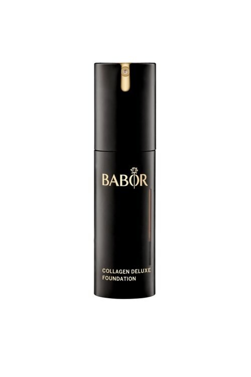 Base de maquillaje BABOR Collagen Deluxe 04 Almond con colágeno, ideal para piel seca y madura, alta cobertura con efecto antiedad y acabado natural.