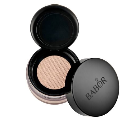 Maquillaje en polvo suelto BABOR Mattifying Fixing Powder para fijar maquillaje y controlar brillo en piel.